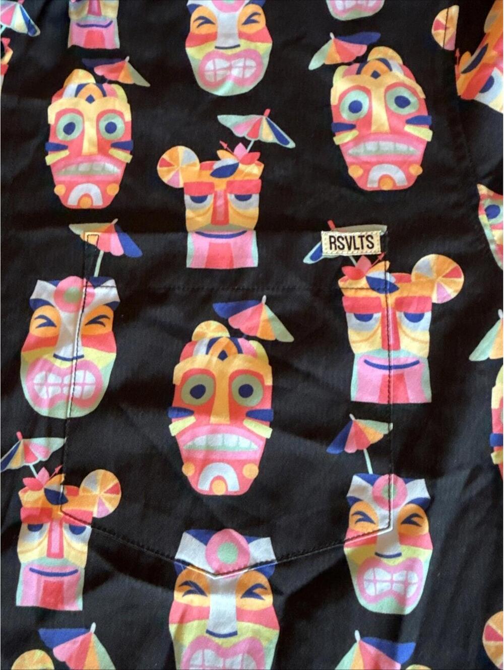 Rsvlts Mens Medium Button Up Tipsy Tiki Graphic Button Up Kunuflex Disney - Picture 3 of 14